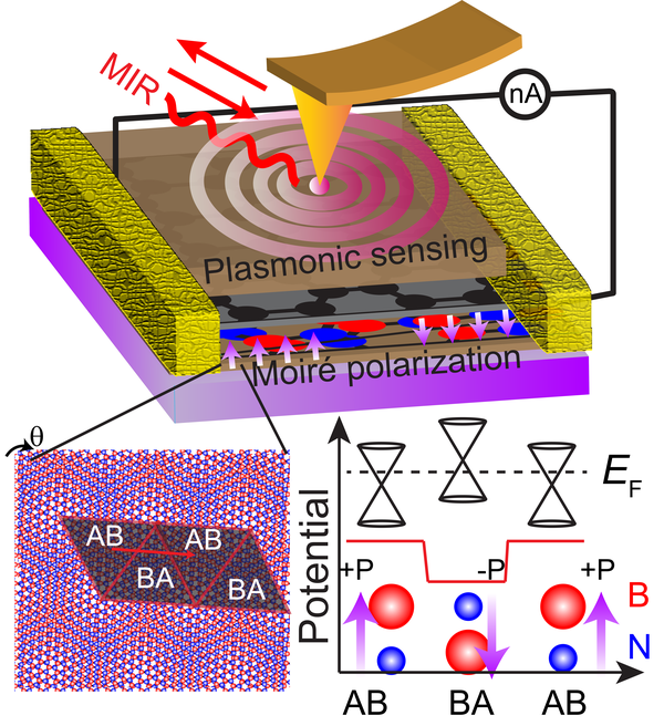 Plasmonic polarization sensing of electrostatic superlattice potentials